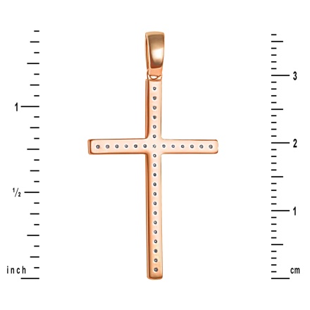 Reverse of 585 Rose Gold Ladie's Protestant Cross with 32 Pave Diamonds