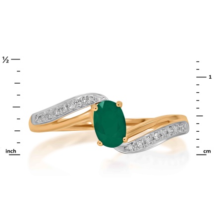 Ring Featuring Emerald and 16 Diamonds. Hypoallergenic 585 Rose Gold, Rhodium Detailing. View 2