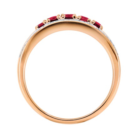 Diamond Edges with Ruby Center Row Ring. Angle 4