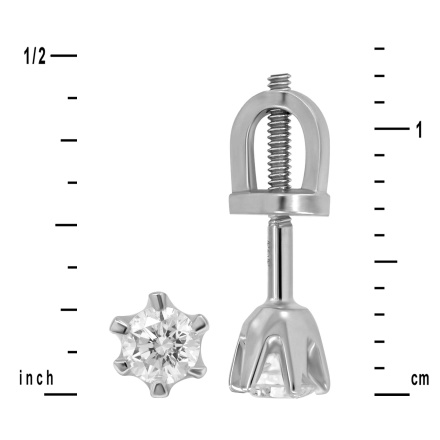Dimensions of White Gold Six-Prong Solitaire Diamond Stud Earrings