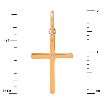 Reverse of Ladylike Diamond Flush-Set Cross of Red Gold
