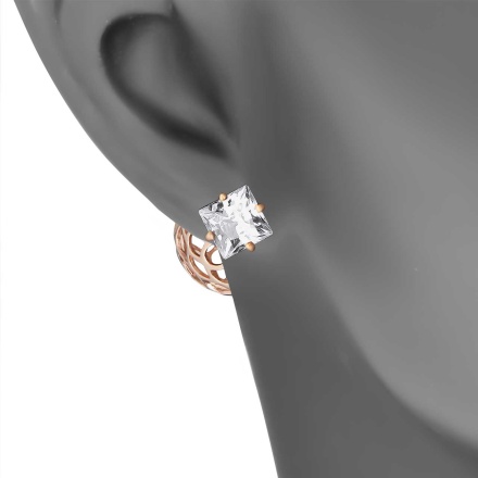 CZ Two-way Stud Earrings. View 3