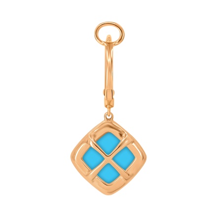 Reverse of Diamond Earrings with Turquoise Rhombus Pendants
