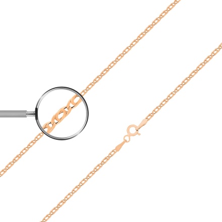 Mariner Double Long-link Solid Chain, Width 2.1mm. Diamond-cut Tested 14kt (585) Rose Gold