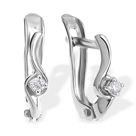 Diamond Fun Twist Earrings for Babies and Toddlers. Certified 585 (14kt) White Gold
