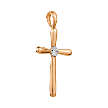 Diamond Illusion-Set Cross of Rose and White Gold - Angle 2