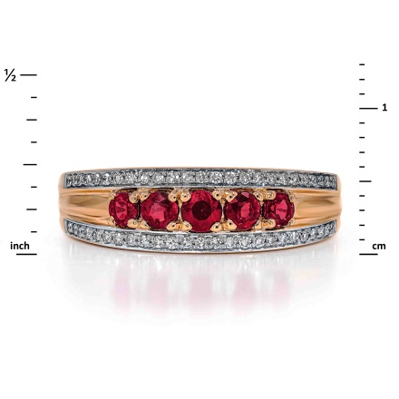Diamond Edges with Ruby Center Row Ring. Angle 2