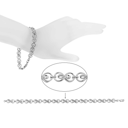 Droolworthy White Gold Bracelet with Diamonds. Tested 585 (14K) White Gold, Rhodium Finish