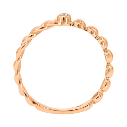Hypoallergenic 585 Rose Gold 'Links and Beads' Ring with a Full-cut Diamond - Angle 5