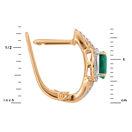 'Fusion of Emotions' Emerald and Diamond Earrings in 585 Rose Gold, Height 17mm