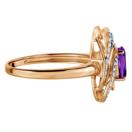 Amethyst and Diamond Galaxy Ring in 585 Rose Gold - Angle 3