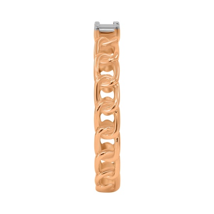Chainlink-inspired Ring with 2 Baguette Diamonds. Hypoallergenic Cadmium-free 585 (14K) Rose Gold. View 3