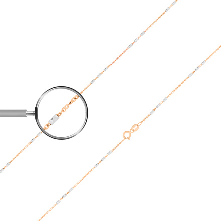 Bar 'n' Cable-link Solid Chain, Width 1.55mm. Diamond-cut Tested 585 (14K) Rose and White Gold