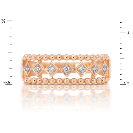 Flirty Diamond Ring with Beaded Edges of Hypoallergenic 585 Rose Gold - Angle 2
