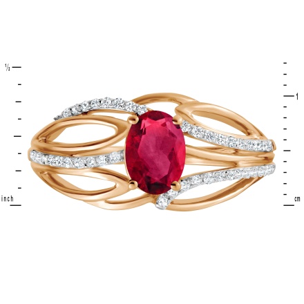Gorgeous Ring Featuring Oval Ruby and Diamonds - Angle 2