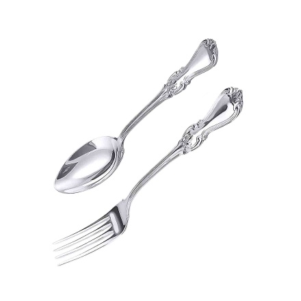 French Style Spoon and Fork for Kids and Teens. Hypoallergenic Antimicrobial 830/999 Silver
