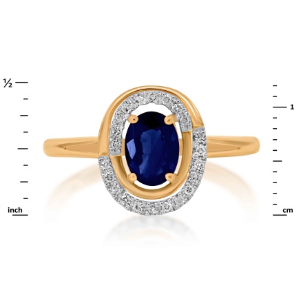 Split Shank Ring with Sapphire and 22 Diamonds, Angle 2