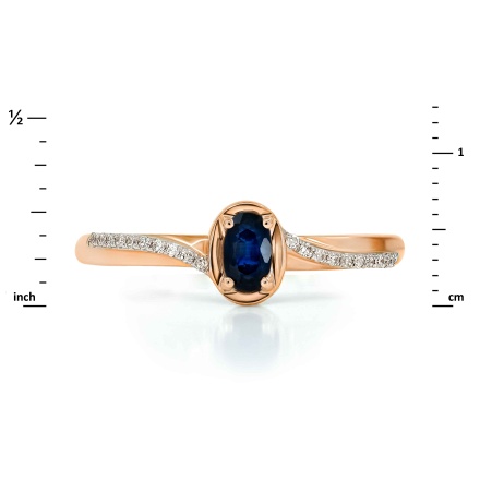 Ring with Oval Sapphire Flanked by 20 Tiny Diamonds - Angle 2