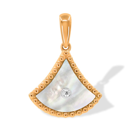 Mother-of-Pearl and Diamond Pendant Nefertiti. Hypoallergenic Cadmium-free 585 (14K) Rose Gold