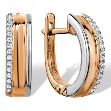 'Magic of New York' Diamond Earrings. Hypoallergenic 585 Rose Gold, Rhodium Detailing