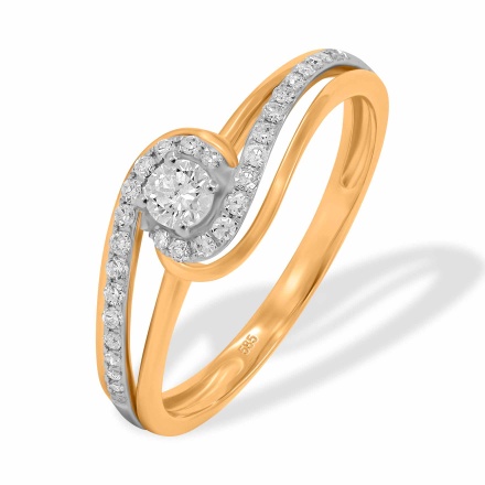Ring Featuring 31 Diamonds. Hypoallergenic 585 Rose Gold, Rhodium Detailing