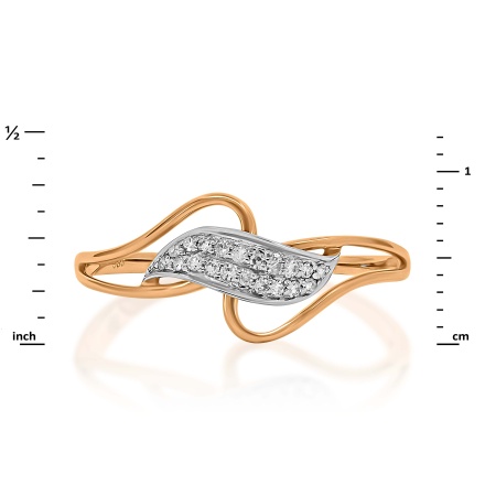 Ring Featuring 20 Diamonds. Hypoallergenic 585 Rose Gold, Rhodium Detailing. View 2