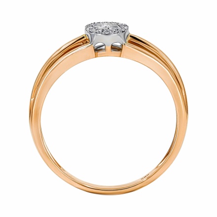 Diamond Triple Shank Ring in Rose and White Gold. Tested 585 (14K) Rose and White Gold. View 4