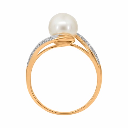 "A Flirty Dream" Ring with Pearl and 50 Diamonds - Angle 4