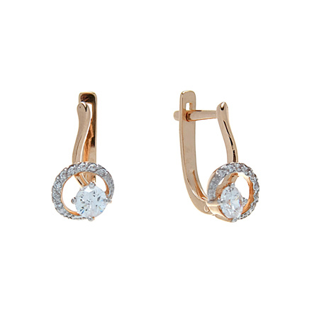 Серьги с фианитом Russian Gold Swarovski Cz Earrings Серьги с фианитом Russian Gold Swarovski Cz Earrings