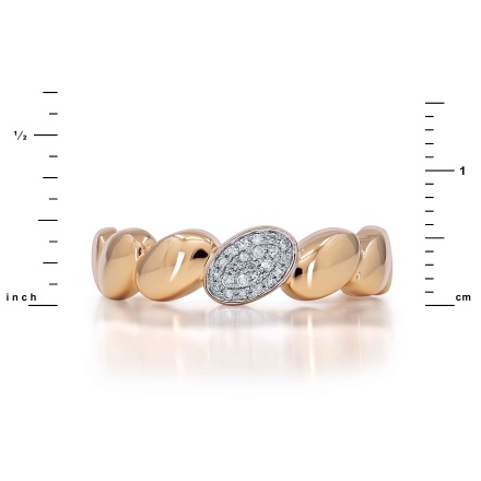 Puffy Ring Featuring 23 Pave Diamonds. Hypoallergenic Cadmium-free 585 (14K) Rose Gold. View 2