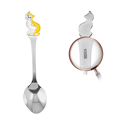 Toddler Silver Spoon with a Ginger Calico Cat. View 2