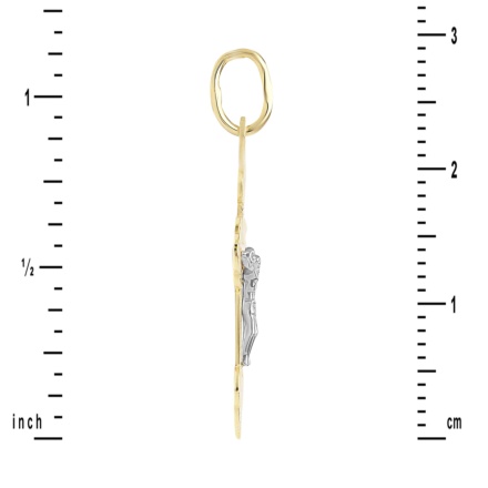 Russian lace-inspired Orthodox cross pendant in 14kt yellow and white gold. View 3
