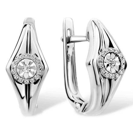 Spotlight Diamond Earrings in White Gold. Tested 585 (14K) White Gold, Rhodium Finish