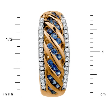 Venetian Style Sapphire and Diamond Earrings, Height 19mm