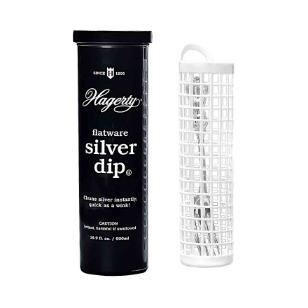 Silver Flatware Instant Cleaner. Jar with Dip Basket