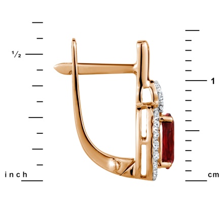 Height of Garnet and Diamond Earrings with Nostalgic Motif