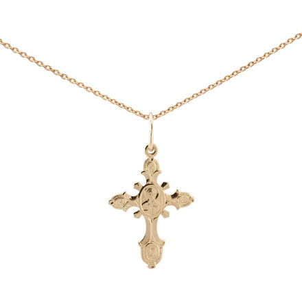 Cross with Christ Pantocrator Icon. Certified 585 (14kt) Rose Gold