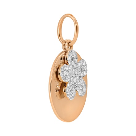 Rose Gold Pendant with Swaying Diamond Flower - Angle 2