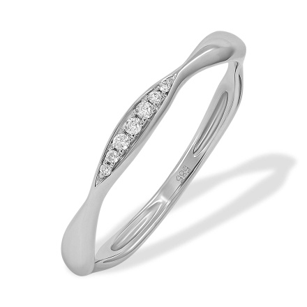 Subtle Diamond Ring. Tested 585 (14K) White Gold, Rhodium Finish