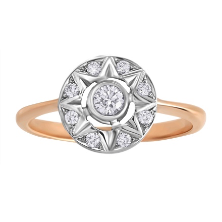 Diamond Bethlehem Star Ring of 585 Two-tone Gold - Angle 2