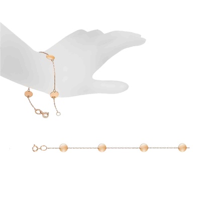 Wrist Disc Station Bracelet. Certified 585 (14kt) Rose Gold