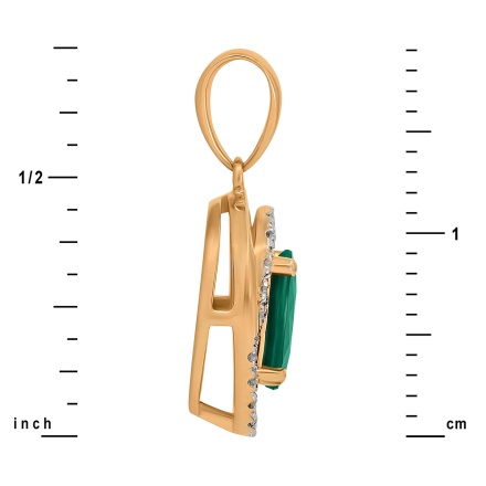 Height of Pendant with 7x5 Oval Emerald and 22 Diamonds, 19mm