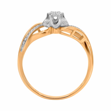 Ring Featuring 25 Diamonds. Tested 585 (14K) Rose and White Gold. View 4