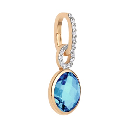 Blue Topaz and CZ Pendant. View 2