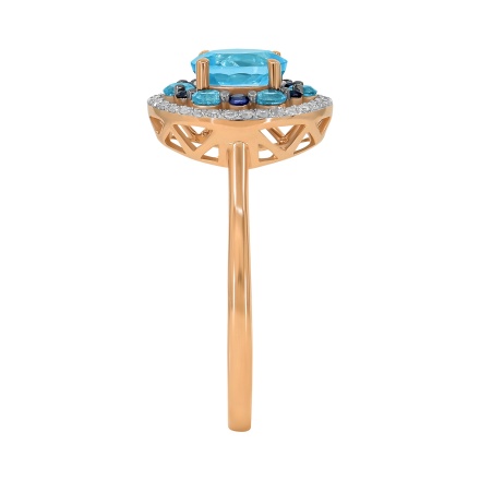 Designer Ring True Blues of 14Kt Rose Gold. Angle 3