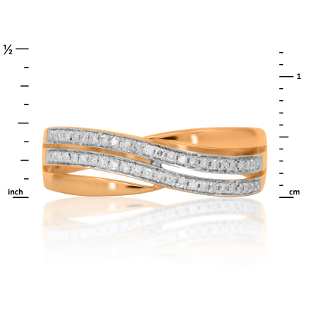Breathtaking Wavy Ring with Diamonds. Hypoallergenic 585 Rose Gold, Rhodium Detailing. View 2