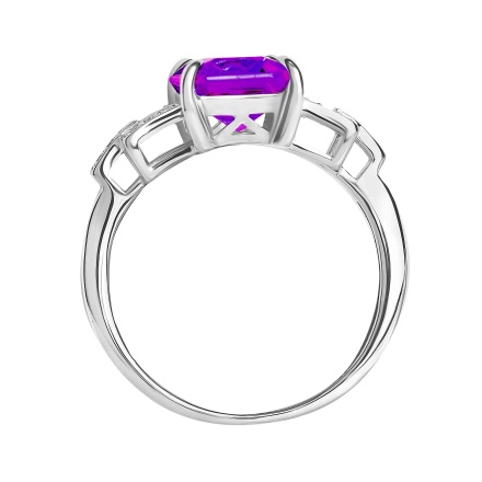 Emerald-cut Amethyst Diamond Ring. View 3
