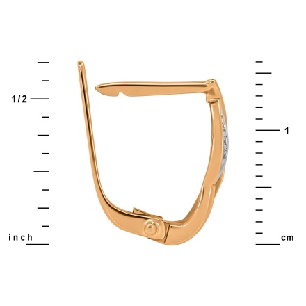 Earrings Featuring 16 Diamonds. Hypoallergenic 585 Rose Gold, Rhodium Detailing. View 2