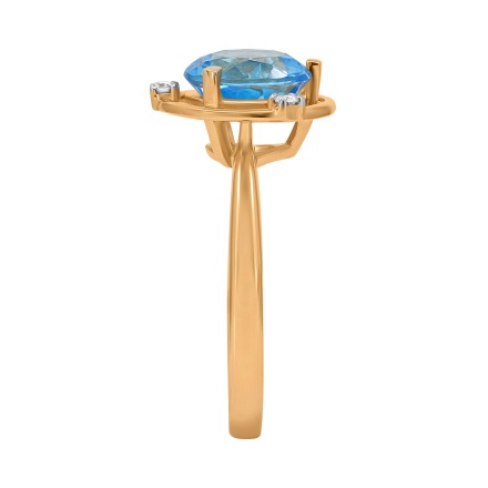 Ring Featuring Blue Topaz and 3 Diamonds - Angle 3