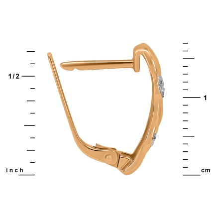 "Golden Ear of Wheat" Earrings with 20 Diamonds, Height 17mm